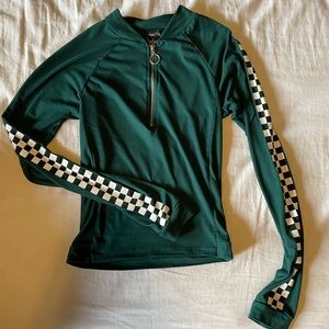 Rue21 Dark Green Long Checkered Sleeve Shirt